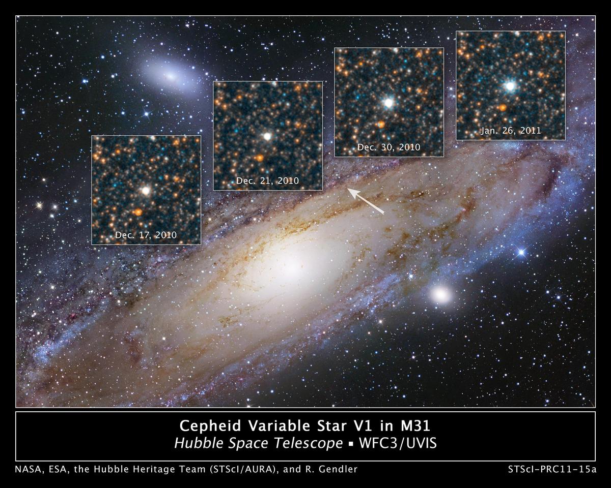 M31 Cepheid variable star V1 as viewed by the Hubble Space Telescope in 2010-11