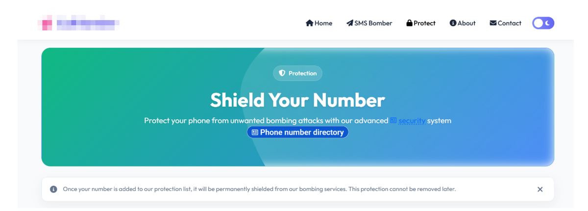 ‘Fast and reliable bombing service with unlimited calls and instant delivery,’ argues one